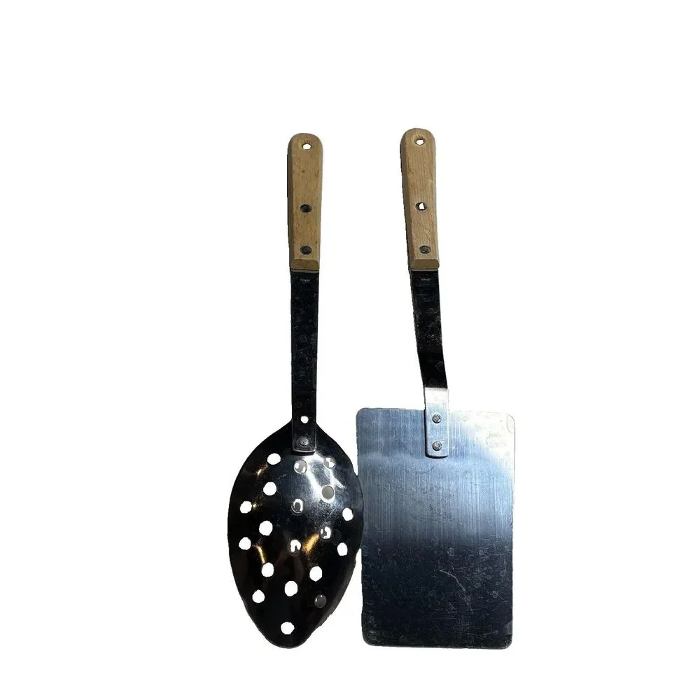 Vintage 80s Stainless Spatula & Spoon Utensil Grill Cooking Mid Century USA